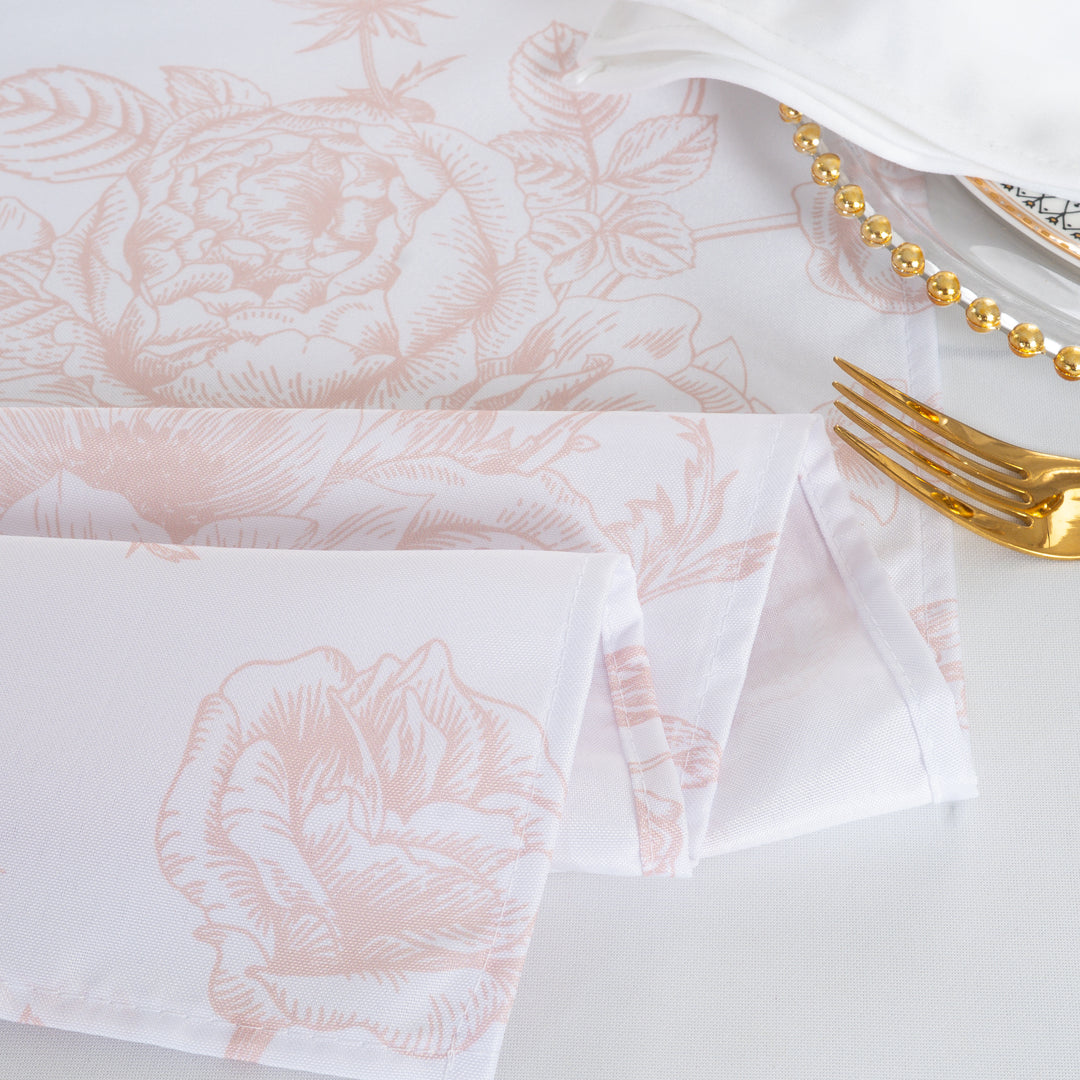 72"x72" Seamless Square French Toile Polyester Tablecloth/Table Overlay - Blush Pink/Rose Gold (1pc)