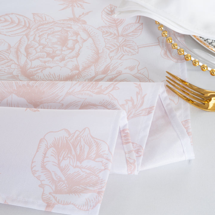 72"x72" Seamless Square French Toile Polyester Tablecloth/Table Overlay - Blush Pink/Rose Gold (1pc)