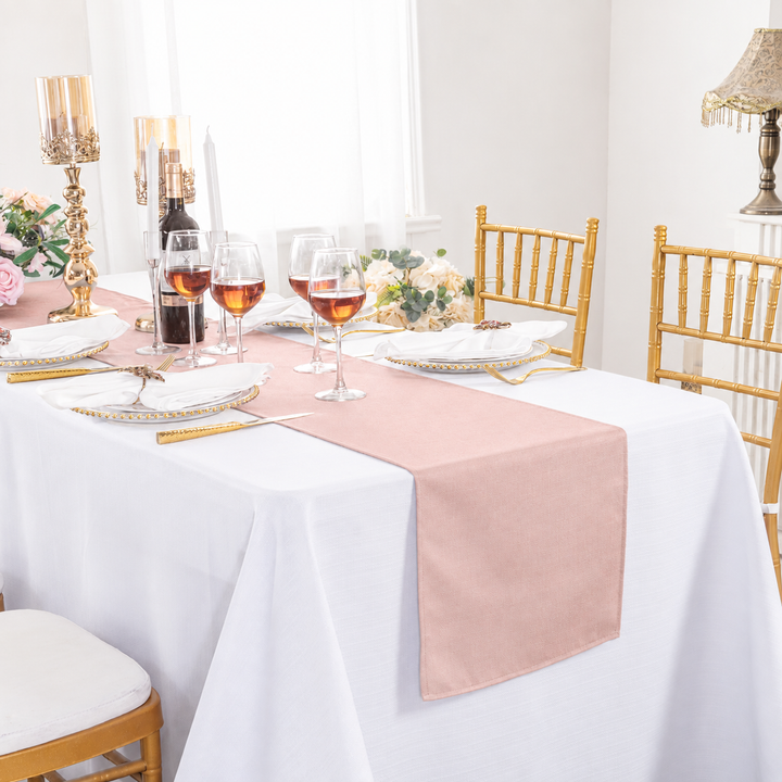 13"x108" Rustic Panama Linen Table Runners - Blush Pink/Rose Gold (1pc)