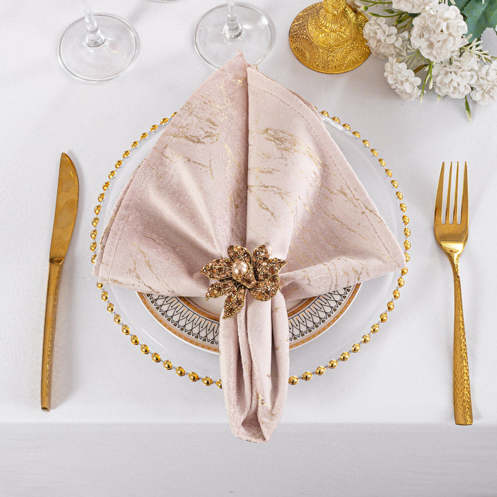 Sample 20"x20" Gilded Marble Holland Velvet Napkins - Blush Pink/Rose Gold (1pc)