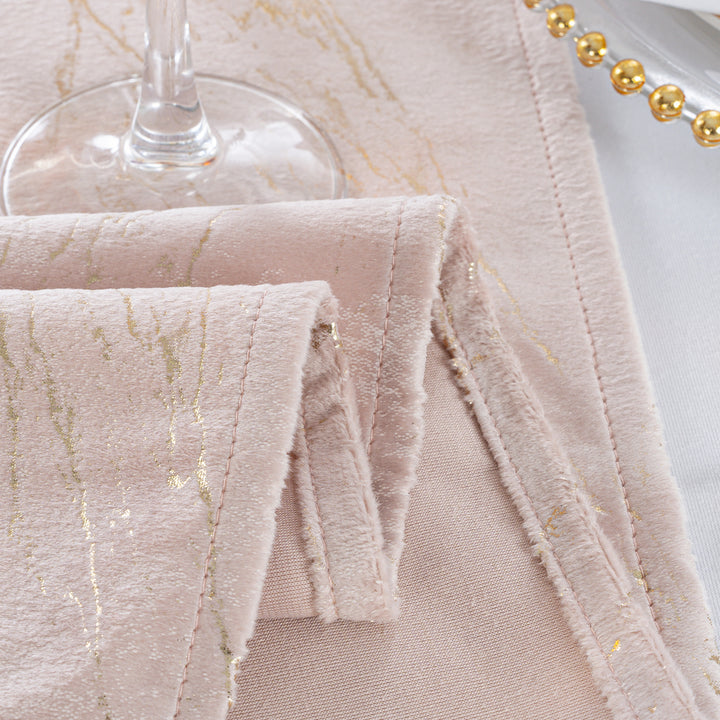 13"x108" Gilded Marble Holland Velvet Table Runner - Blush Pink/Rose Gold (1pc)