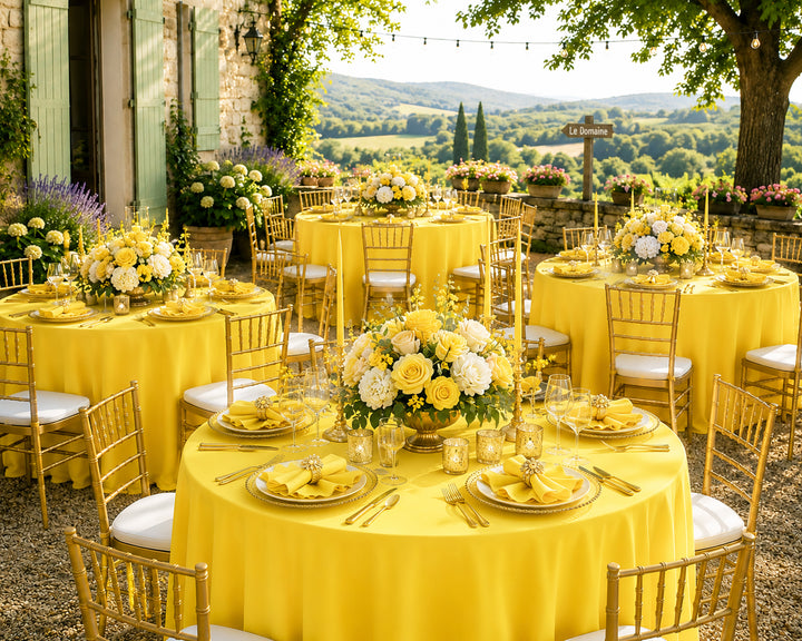 Nappe de plongée ronde sans couture (sans plis) de 90 po - Jaune canari (1 pièce)