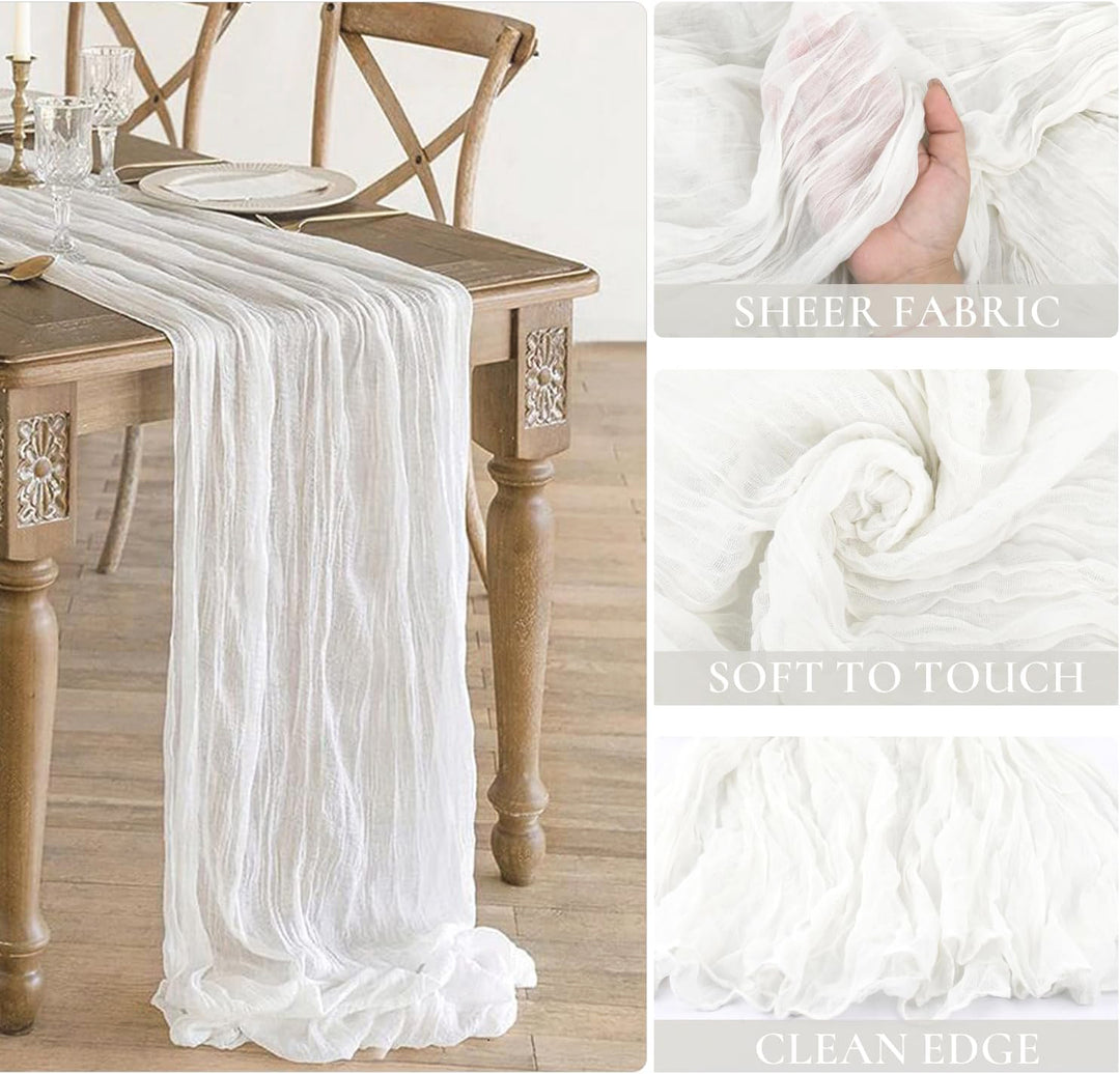 10 ft x 38" Premium Gauze Cheesecloth Table Runner - White (1pc)