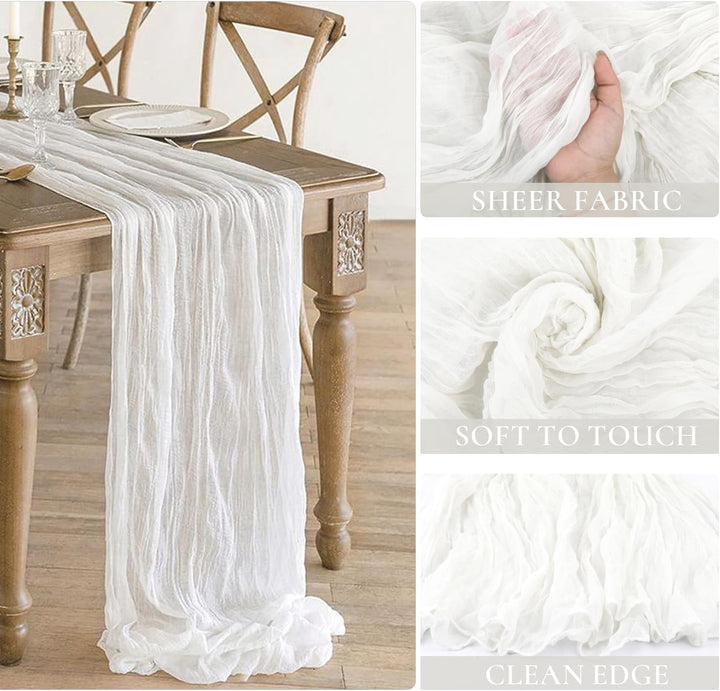 10 ft x 38" Premium Gauze Cheesecloth Table Runner - White (1pc)