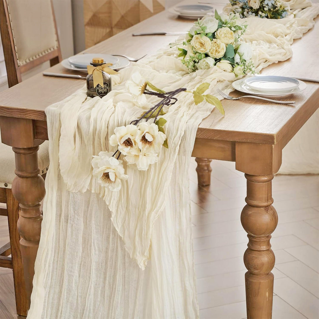 10 ft x 38" Premium Gauze Cheesecloth Table Runner - Ivory (1pc)