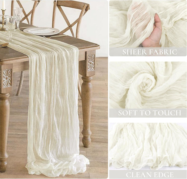 10 ft x 38" Premium Gauze Cheesecloth Table Runner - Ivory (1pc)