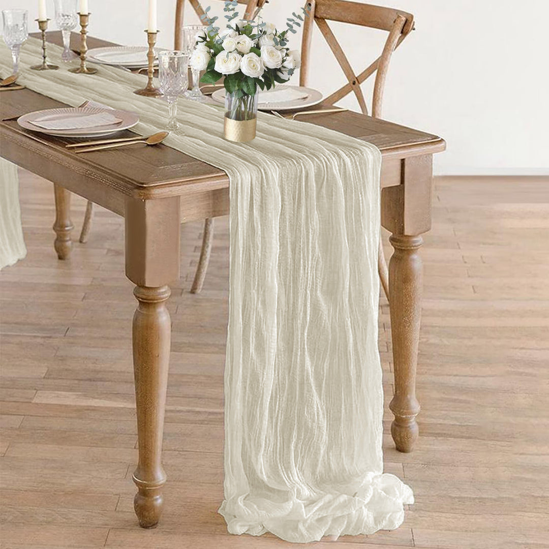 10 ft x 38" Premium Gauze Cheesecloth Table Runner - Ivory (1pc)