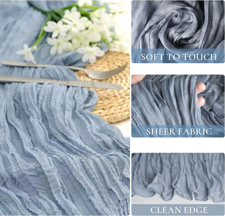 10 ft x 38" Premium Gauze Cheesecloth Table Runner - Dusty Blue (1pc)