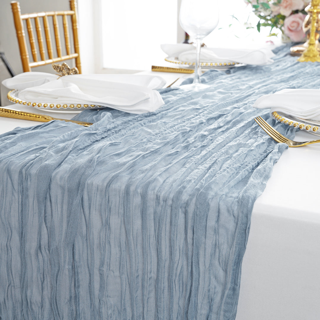 10 ft x 38" Premium Gauze Cheesecloth Table Runner - Dusty Blue (1pc)