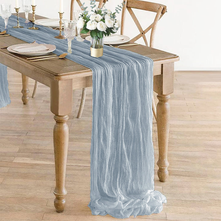 10 ft x 38" Premium Gauze Cheesecloth Table Runner - Dusty Blue (1pc)