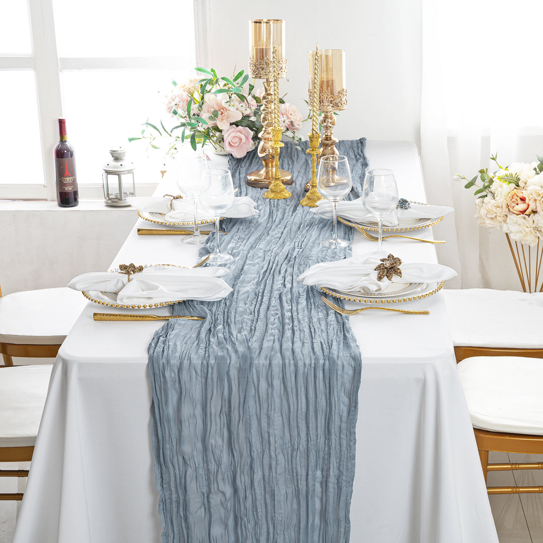 10 ft x 38" Premium Gauze Cheesecloth Table Runner - Dusty Blue (1pc)