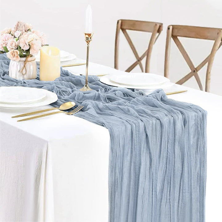 10 ft x 38" Premium Gauze Cheesecloth Table Runner - Dusty Blue (1pc)