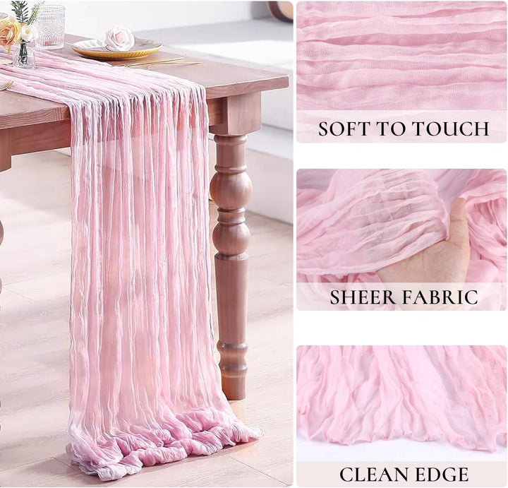 10 ft x 38" Premium Gauze Cheesecloth Table Runner - Pink (1pc)