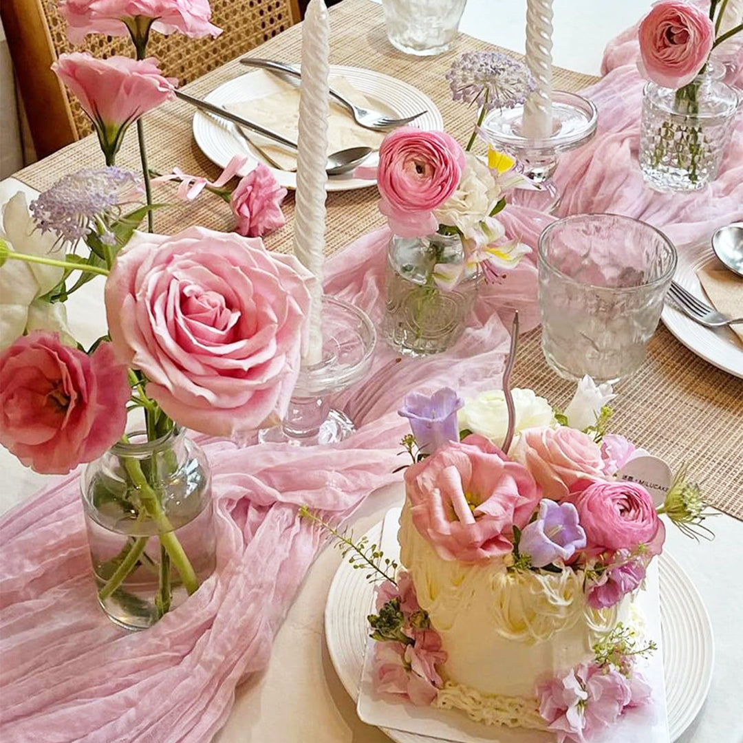 10 ft x 38" Premium Gauze Cheesecloth Table Runner - Pink (1pc)