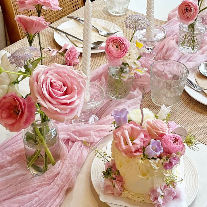 10 ft x 38" Premium Gauze Cheesecloth Table Runner - Pink (1pc)