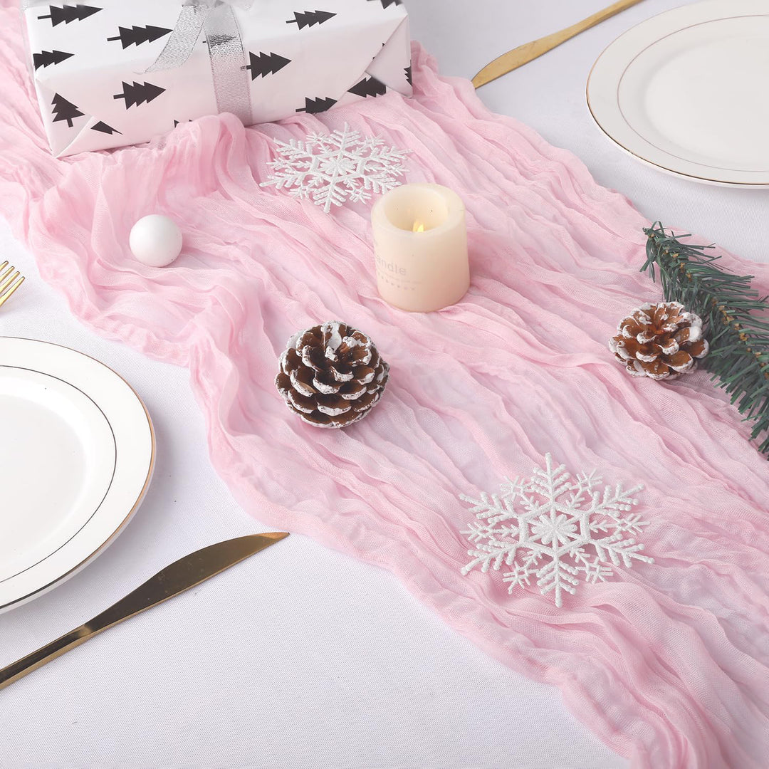 10 ft x 38" Premium Gauze Cheesecloth Table Runner - Pink (1pc)