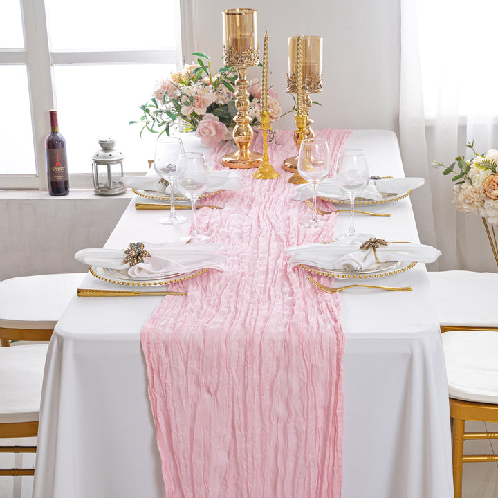 10 ft x 38" Premium Gauze Cheesecloth Table Runner - Pink (1pc)