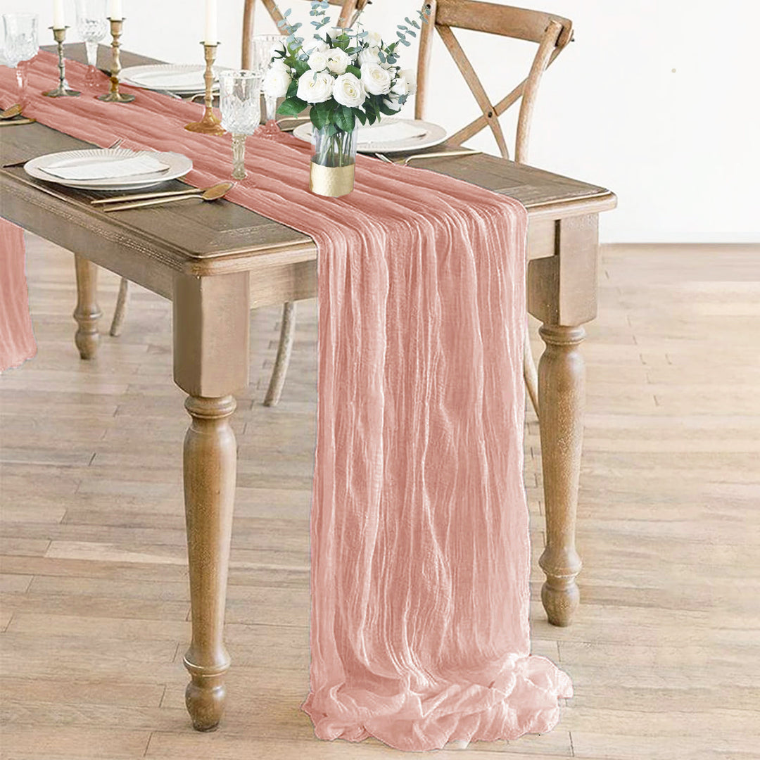 10 ft x 38" Premium Gauze Cheesecloth Table Runner - Rose Pink (1pc)