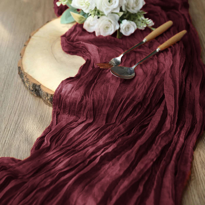 10 ft x 38" Premium Gauze Cheesecloth Table Runner - Burgundy (1pc)