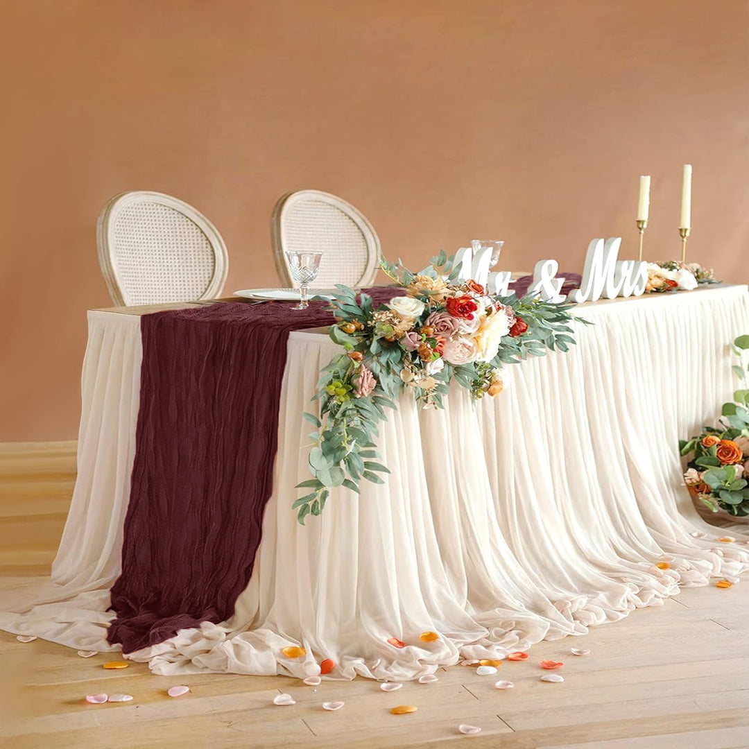 10 ft x 38" Premium Gauze Cheesecloth Table Runner - Burgundy (1pc)