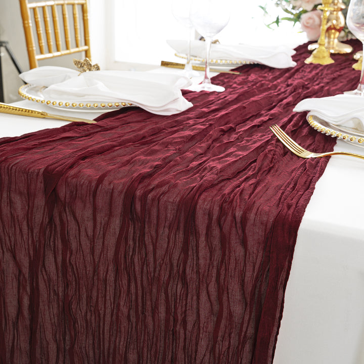 10 ft x 38" Premium Gauze Cheesecloth Table Runner - Burgundy (1pc)