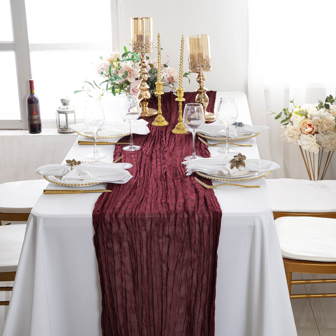 10 ft x 38" Premium Gauze Cheesecloth Table Runner - Burgundy (1pc)
