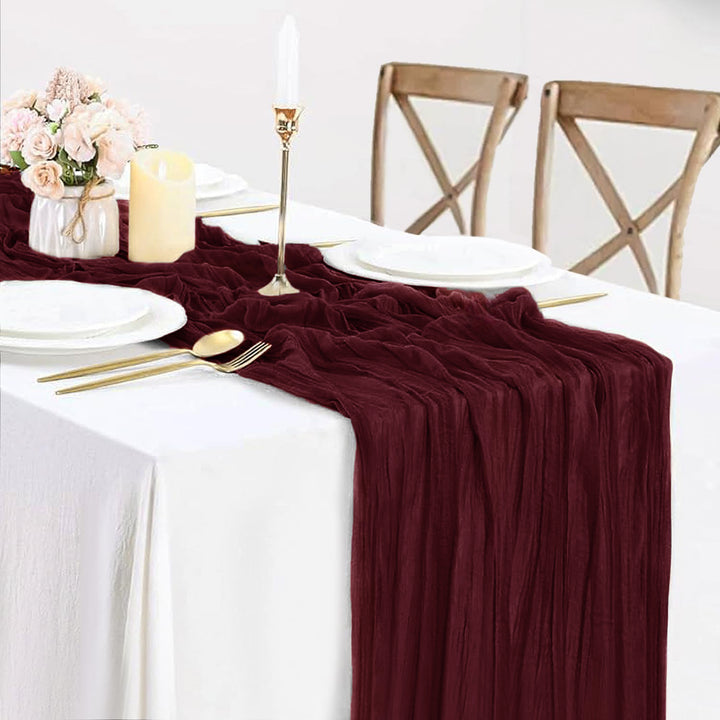 10 ft x 38" Premium Gauze Cheesecloth Table Runner - Burgundy (1pc)