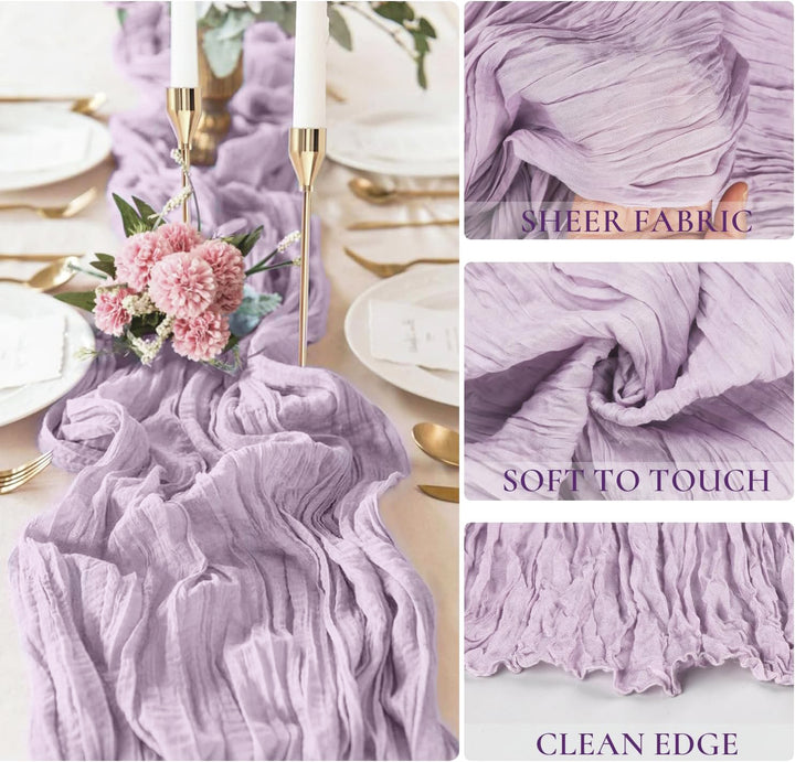 10 ft x 38" Premium Gauze Cheesecloth Table Runner - Lavender (1pc)