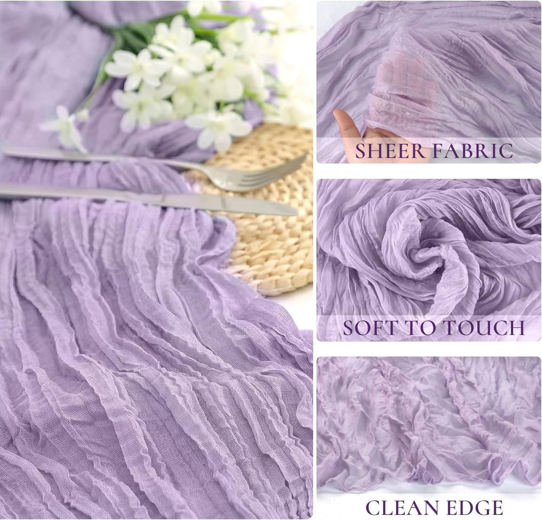 10 ft x 38" Premium Gauze Cheesecloth Table Runner - Lavender (1pc)