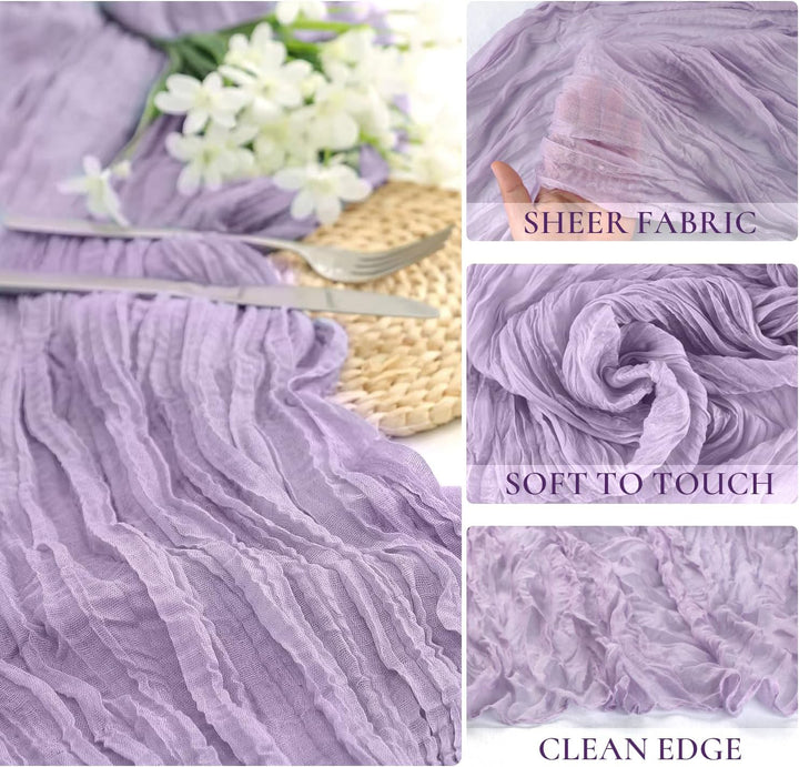 10 ft x 38" Premium Gauze Cheesecloth Table Runner - Lavender (1pc)