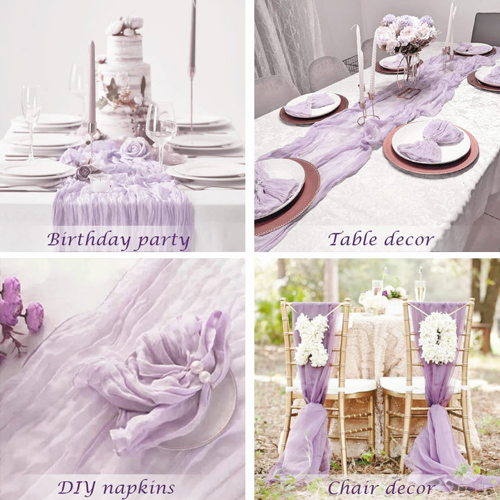 10 ft x 38" Premium Gauze Cheesecloth Table Runner - Lavender (1pc)