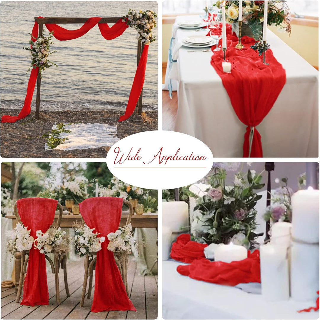 10 ft x 38" Premium Gauze Cheesecloth Table Runner - Red (1pc)