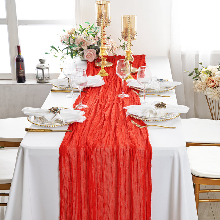 10 ft x 38" Premium Gauze Cheesecloth Table Runner - Red (1pc)