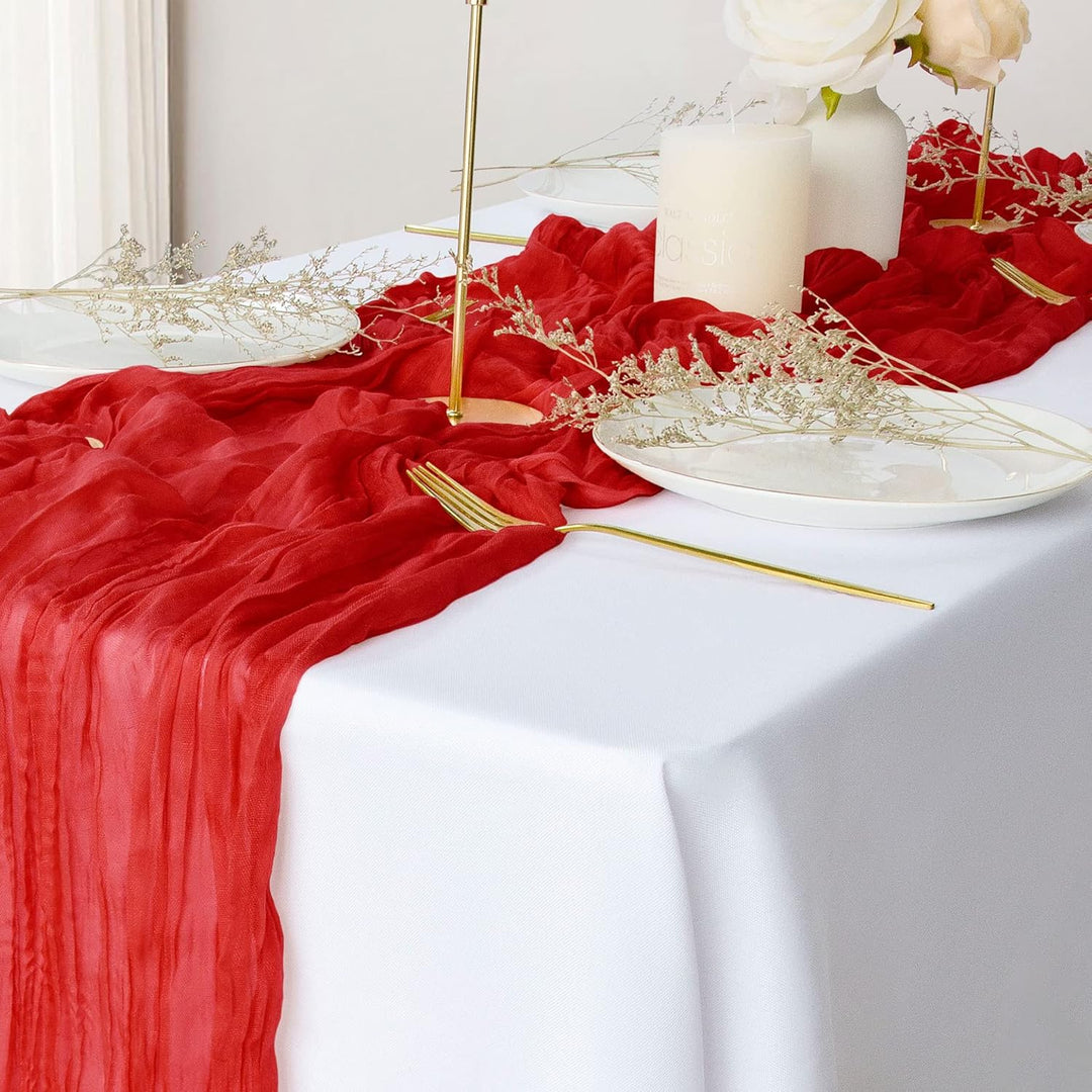 10 ft x 38" Premium Gauze Cheesecloth Table Runner - Red (1pc)