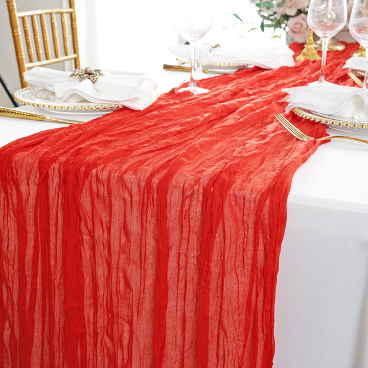10 ft x 38" Premium Gauze Cheesecloth Table Runner - Red (1pc)