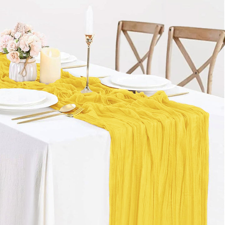 10 ft x 38" Premium Gauze Cheesecloth Table Runner - Canary Yellow (1pc)