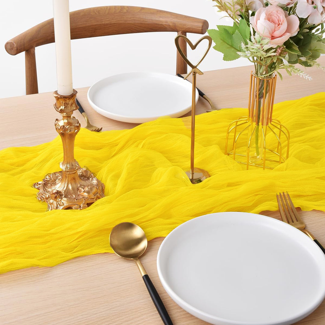 10 ft x 38" Premium Gauze Cheesecloth Table Runner - Canary Yellow (1pc)