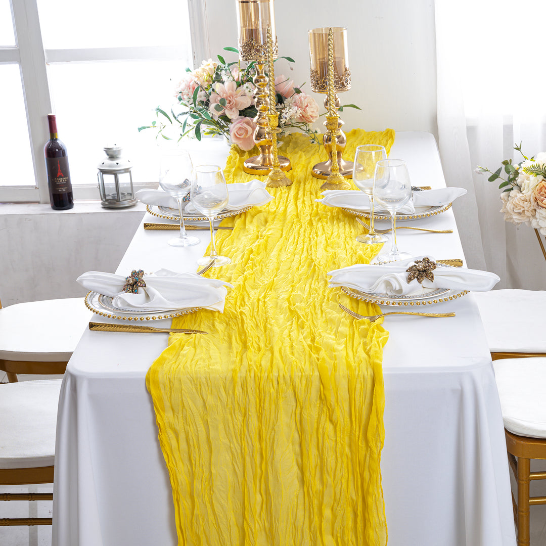 10 ft x 38" Premium Gauze Cheesecloth Table Runner - Canary Yellow (1pc)
