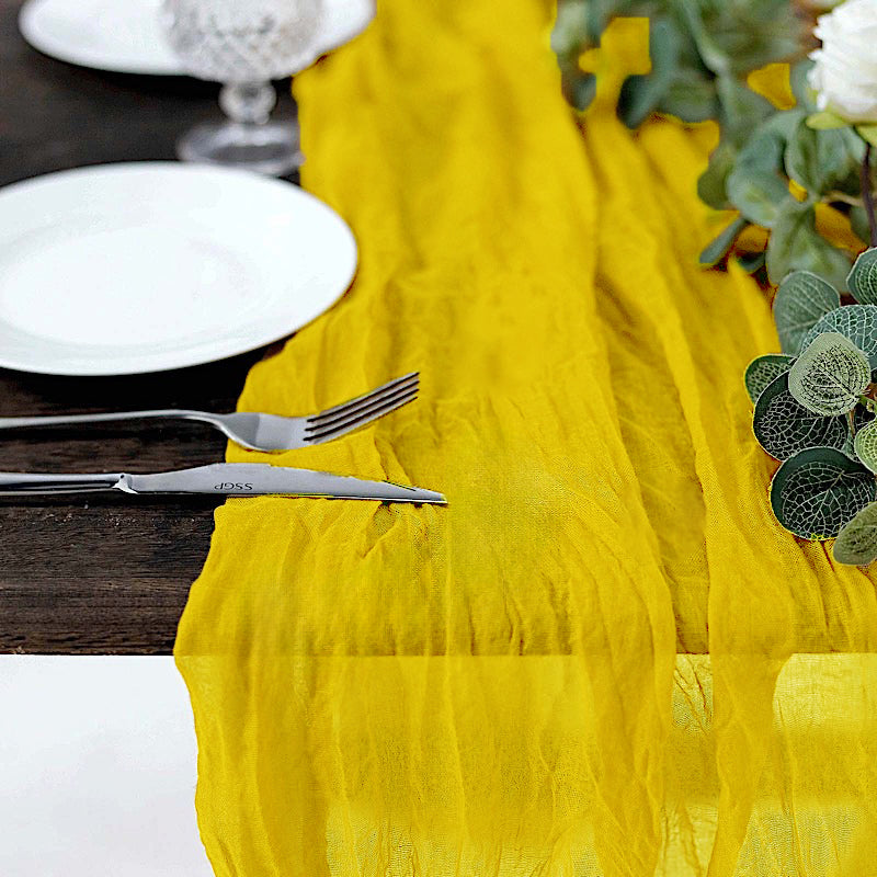 10 ft x 38" Premium Gauze Cheesecloth Table Runner - Canary Yellow (1pc)