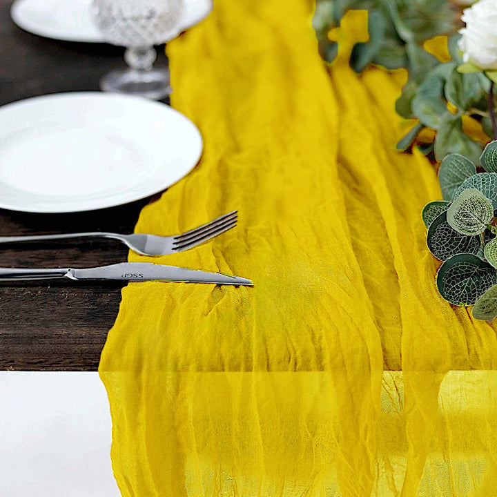 10 ft x 38" Premium Gauze Cheesecloth Table Runner - Canary Yellow (1pc)