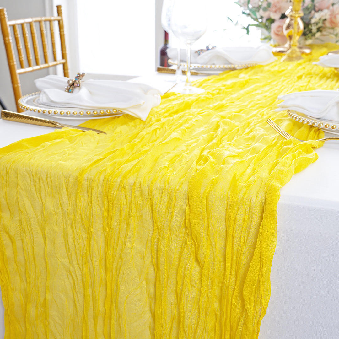 10 ft x 38" Premium Gauze Cheesecloth Table Runner - Canary Yellow (1pc)