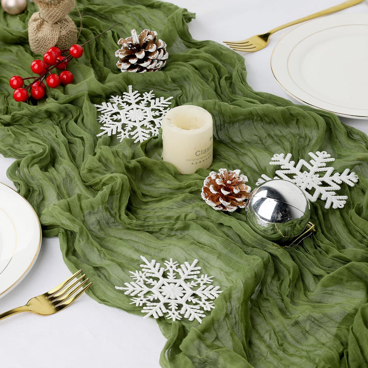 10 ft x 38" Premium Gauze Cheesecloth Table Runner - Moss Green/Olive Green (1pc)