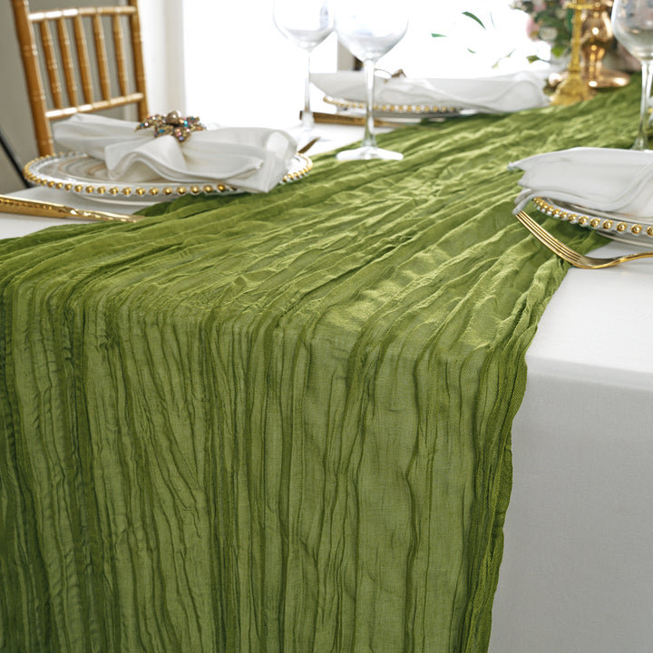 10 ft x 38" Premium Gauze Cheesecloth Table Runner - Moss Green/Olive Green (1pc)