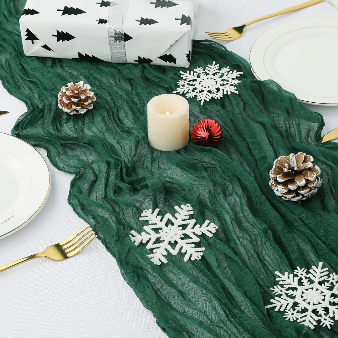 10 ft x 38" Premium Gauze Cheesecloth Table Runner - Hunter Green/Holly Green (1pc)