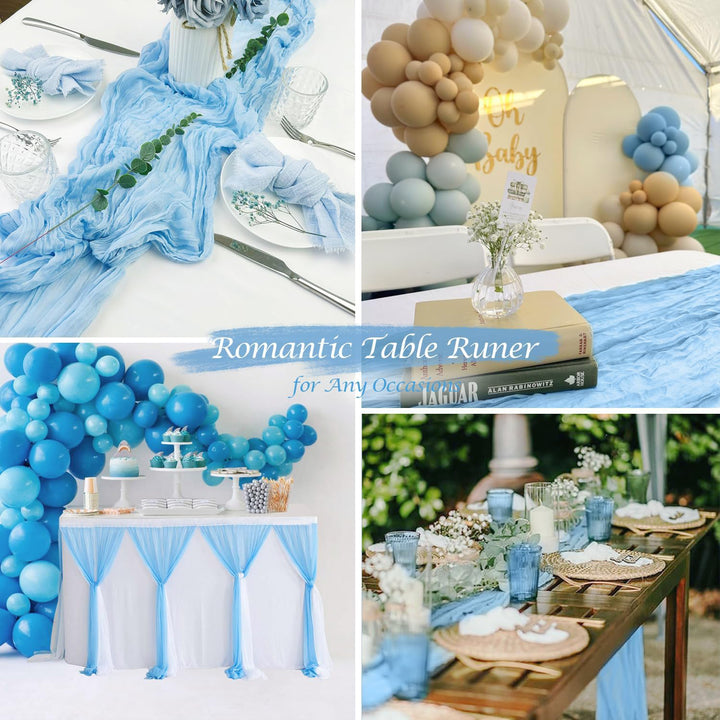 10 ft x 38" Premium Gauze Cheesecloth Table Runner - Baby Blue (1pc)
