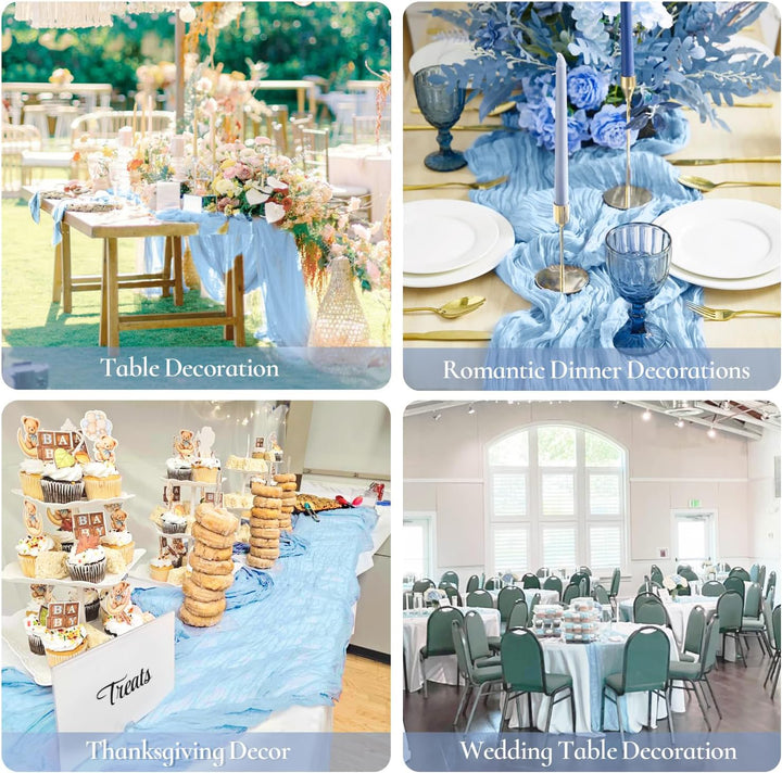 10 ft x 38" Premium Gauze Cheesecloth Table Runner - Baby Blue (1pc)