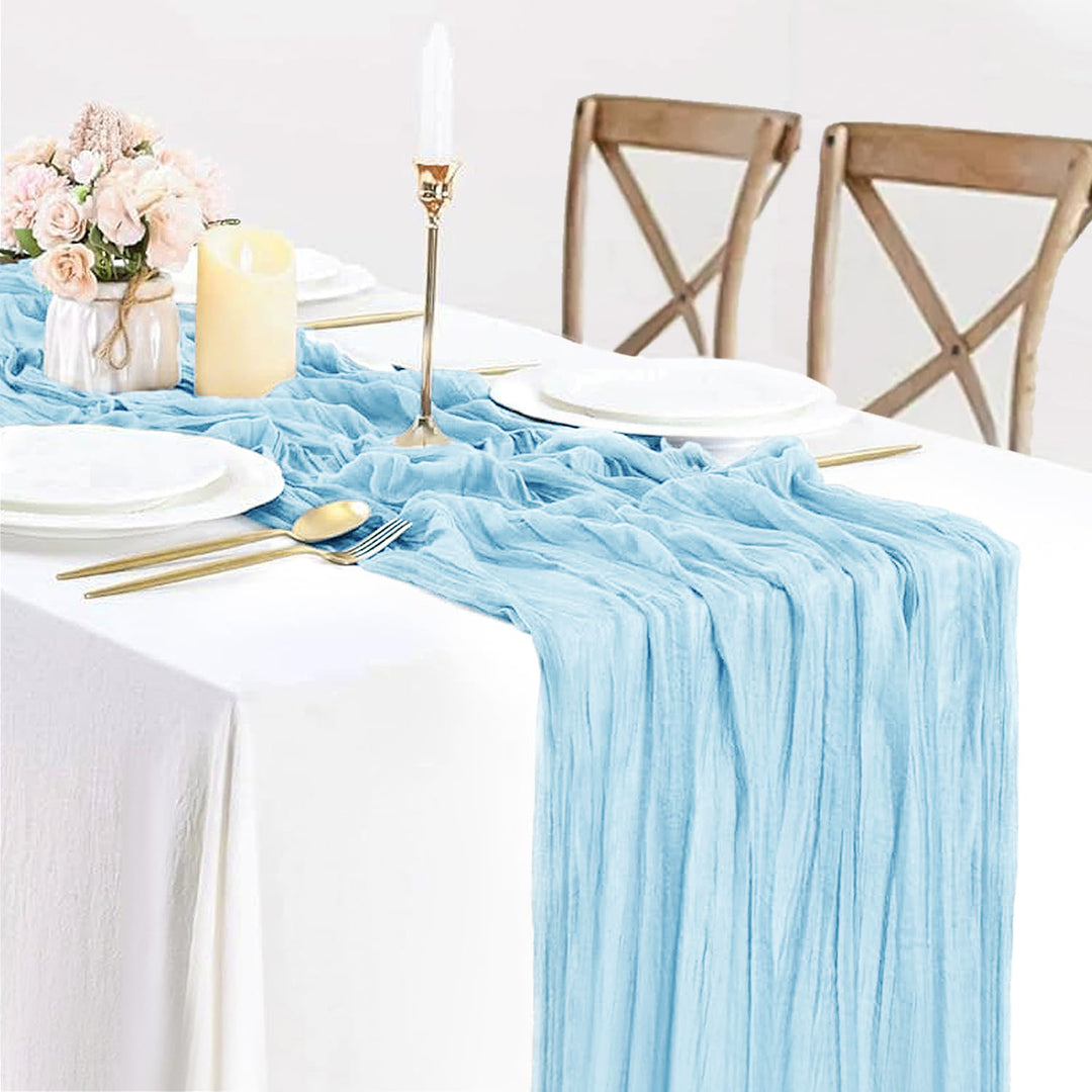 blue dresser runner 35 in. X 10 ft. Gauze Cheesecloth Table Runner Navy Blue main image 1