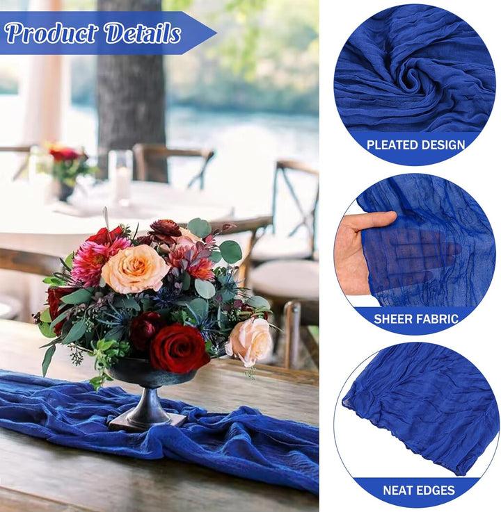 10 ft x 38" Premium Gauze Cheesecloth Table Runner - Royal Blue (1pc)