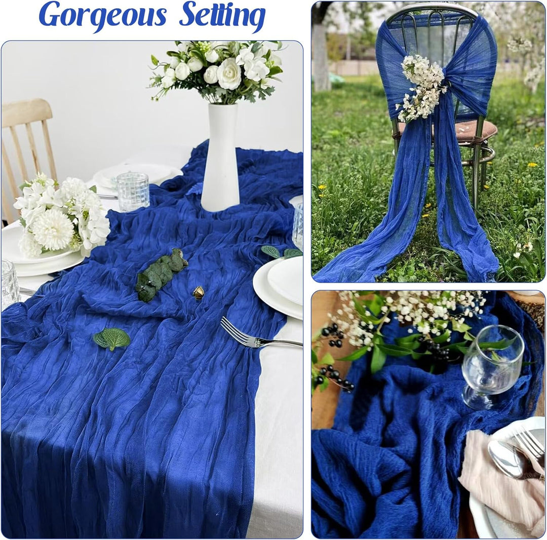 10 ft x 38" Premium Gauze Cheesecloth Table Runner - Royal Blue (1pc)