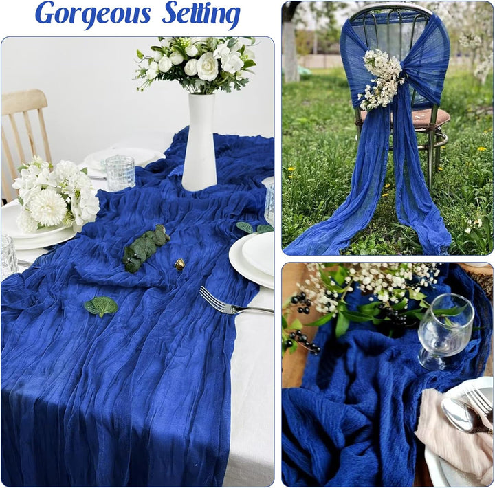 10 ft x 38" Premium Gauze Cheesecloth Table Runner - Royal Blue (1pc)